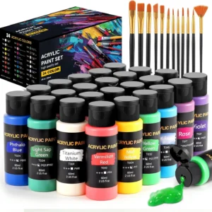 Acrylic Paint Set with 12 Brushes